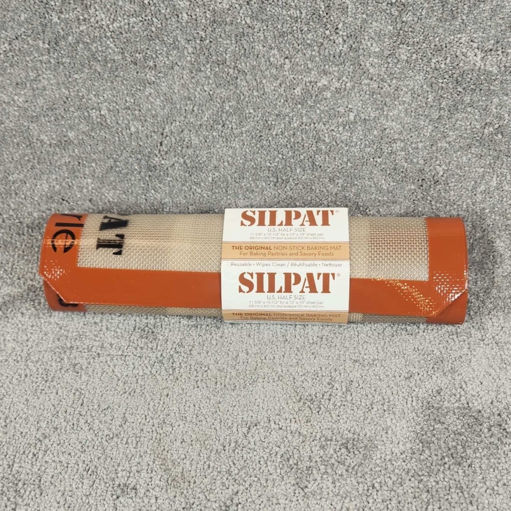 Silpat Baking Mat Tan Orange Non-Stick Silicone Half Made in France